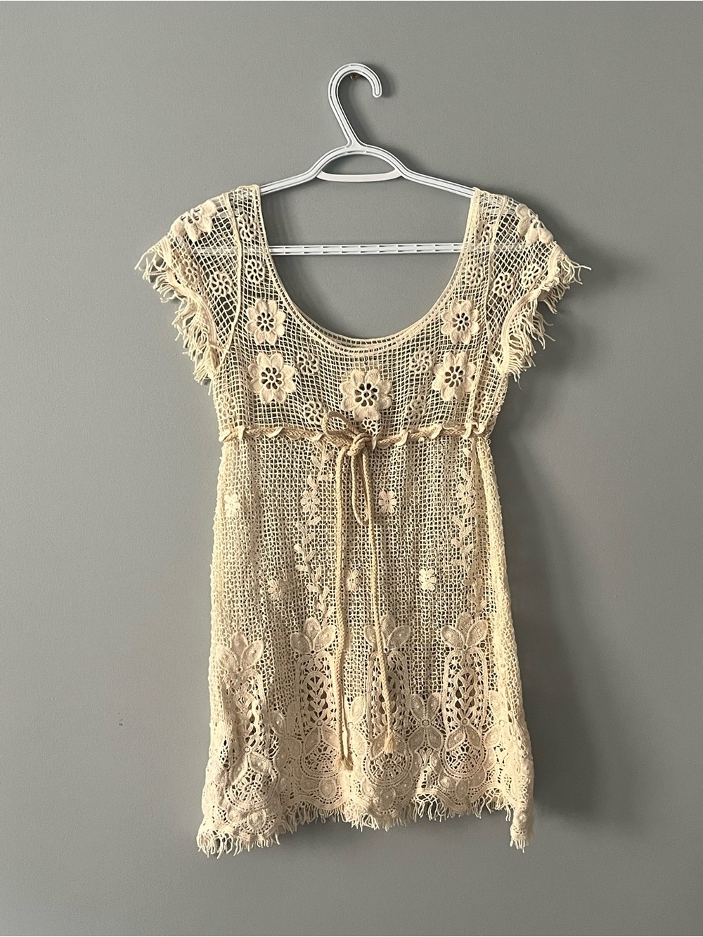 Cream Coquette Crochet Lace Tunic